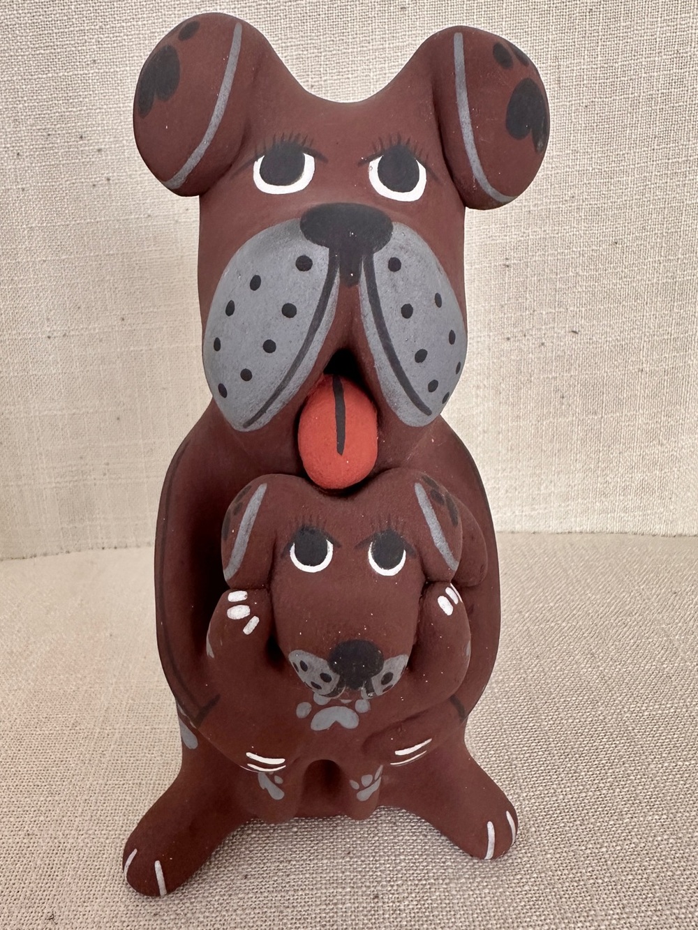 Native Hand Made Jemez Pottery Dog Puppy Storyteller Sculpture Darrick Tsosie